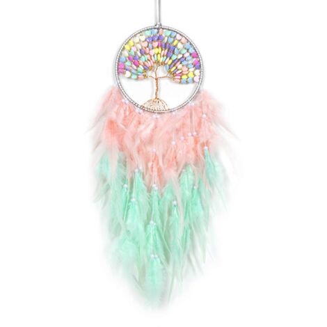 Arbre de Vie Attrape-Rêves à Plumes, Décoration Murale Suspendue pour Chambre Fille, Décoration Dormir, Ornement Maison Fête Anniversaire.