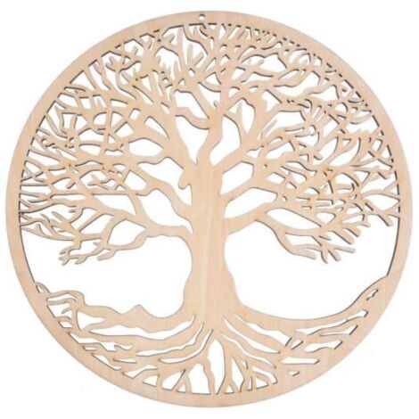 Arbre de Vie en Bois, Décoration Murale 30cm, Symbole Spirituel en Bois