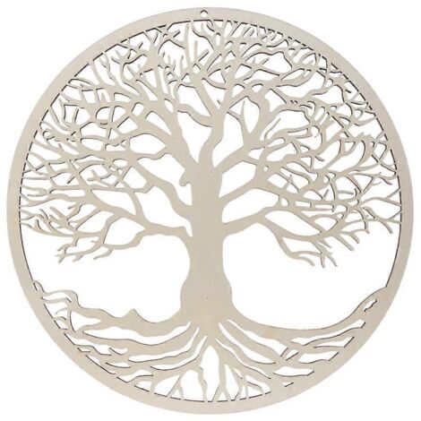 Arbre de Vie, sculpture géométrique en bois de 28 cm (11 pouces), décoration murale pour salon ou chambre.