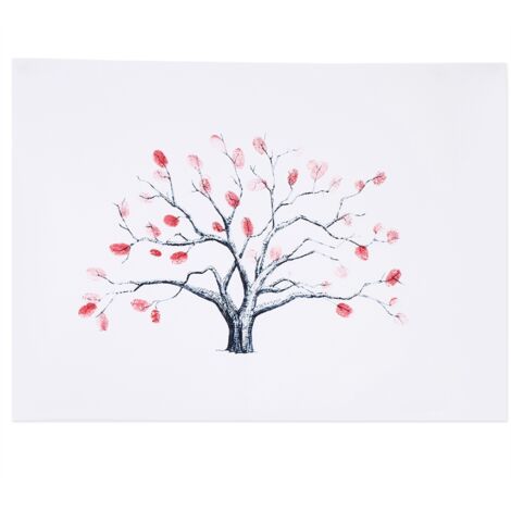 Arbre d'empreintes personnalisé pour mariage - Toile à signer avec encre pour invités (Tronc noir)