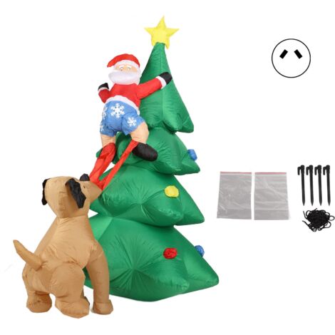 Arbre d'escalade de Vieil Homme, Tissu de Polyester Gonflable d'arbre de Noël d'effet Décoratif Réutilisable Créant l'ambiance LED s'élevant pour Le Jardin (Prise UA)
