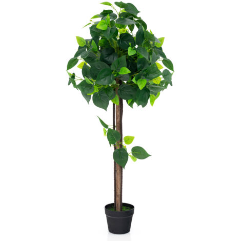 Arbre d'Hortensia Artificiel 114 CM, Faux Arbre en Soie en Pot avec Tronc en Bois Véritable, Feuilles Réalistes, pour Décoration Intérieur
