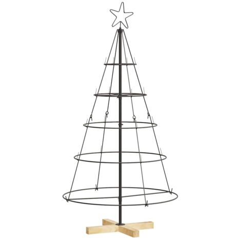 Arbre en cône de Noël，Sapin de Noël avec support Noir 125 cm Acier CFW98529