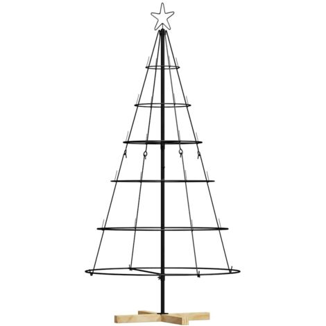 Arbre en cône de Noël，Sapin de Noël avec support Noir 150 cm Acier CFW58483