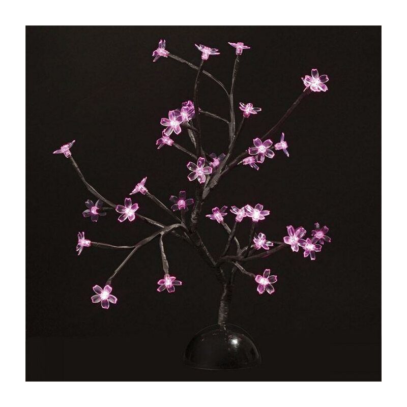 Fééric Lights And Christmas – Arbre lumineux 40 cm 32 LED fleurs roses – Alimentation 3 piles AA – Technologie LED à forte luminosité – Décoration
