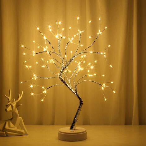 Arbre lumineux à LED, arbre lumineux blanc chaud, arbre lumineux à branches réglables à faire soi-même, 108 LED, adapté à la décoration de fête de mariage, alimenté par USB/batterie