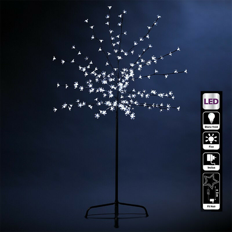 Deco NO&Euml;L - Arbre Fleur Lumineux 200 LED Blanc Froid - Hauteur 150 cm