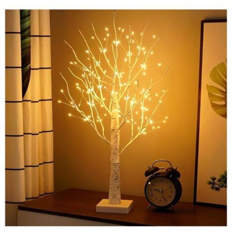 Arbre Lumineux LED, Arbre Lumineux en Bouleau avec 144 LED Blanc Chau, Arbre Lumineux Décoration D\'intérieur USB