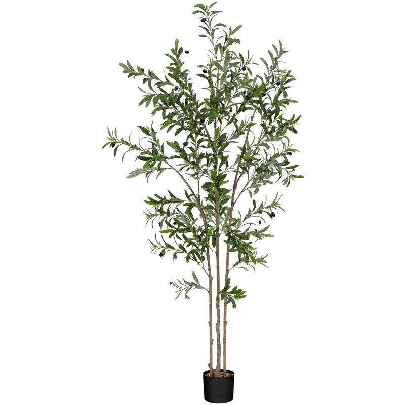 Arbre Olivier Artificiel - h 120 CM,Plante artificielle,Feuilles Denses Réalistes,Fausse Plante Interieur Exterieur en Pot Plastique Salon Balcon
