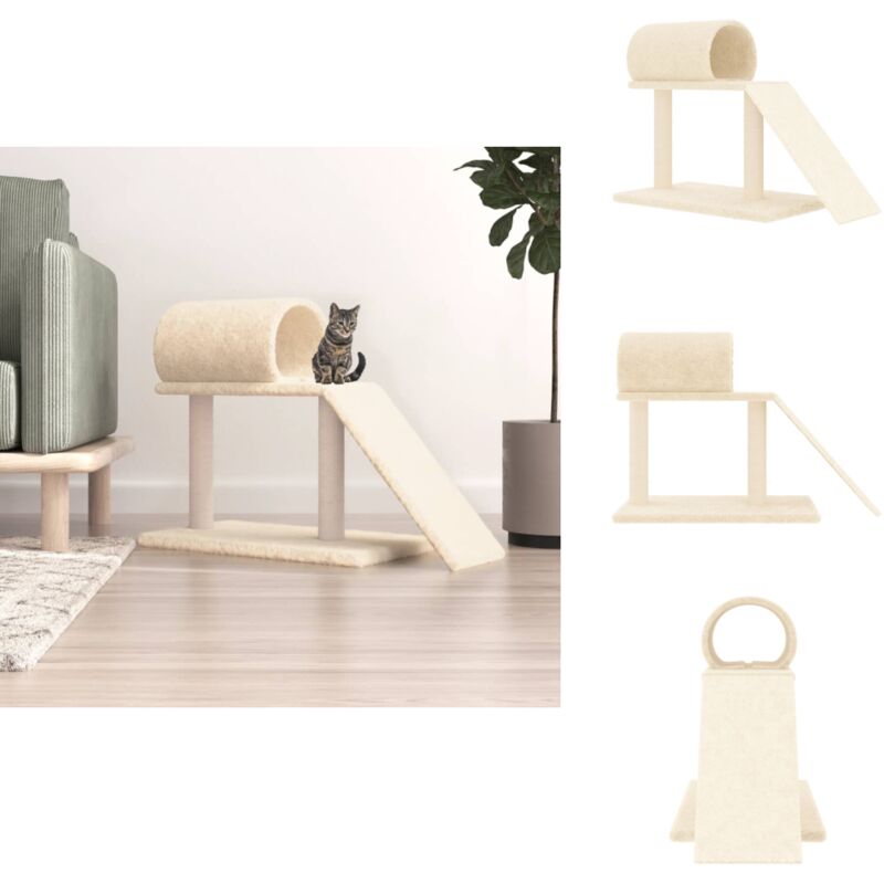 Vidaxl - Arbres à chat avec tunnel et échelle crème 55,5 cm - Arbre à Chat - Chat - Jouet Chat - Griffoir Chat - Poteau à Chat