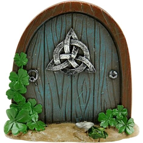 Arbres de porte et de fenêtre de fées miniatures, accessoires décoratifs d'extérieur pour jardin de fées, sculptures d'art de jardin, accessoires décoratifs (bleu + vert)