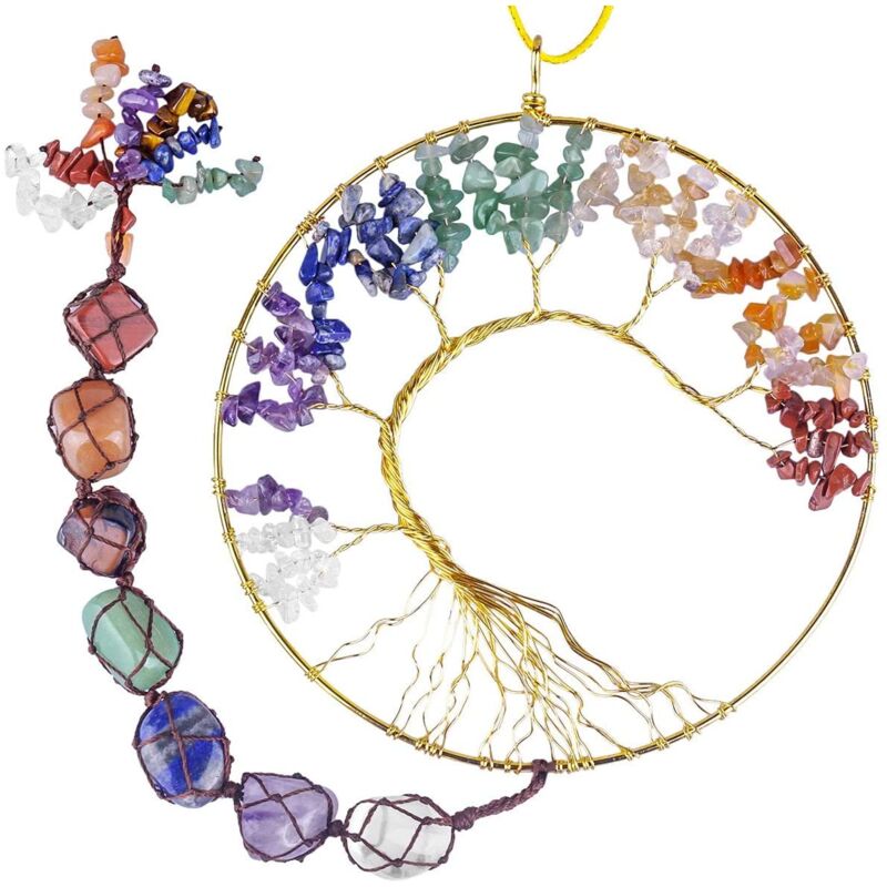 Mowze - Arbres de vie Suncatcher Pendentif en Cristal Guérison Chakras Décoration Fenêtre