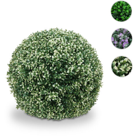 Arbuste artificiel HWC-L77 - boule de buis plante décorative boule de buis plante artificielle Buxus - Outdoor Ø 55cm - blanc