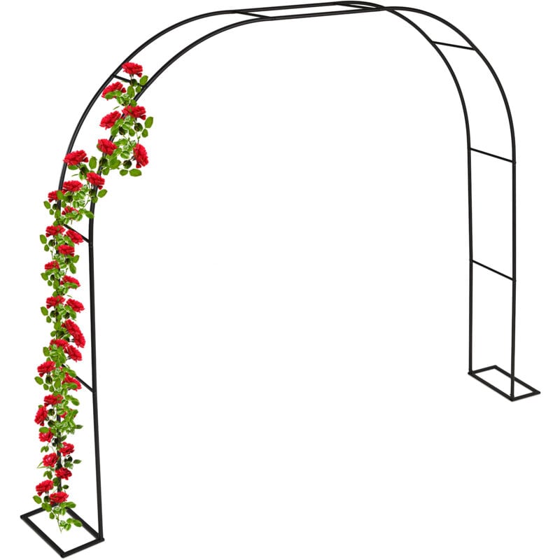 Relaxdays - Arche de jardin, en métal, robuste, pour plantes grimpantes, h x l x p : 210 x 280 x 40 cm, noire