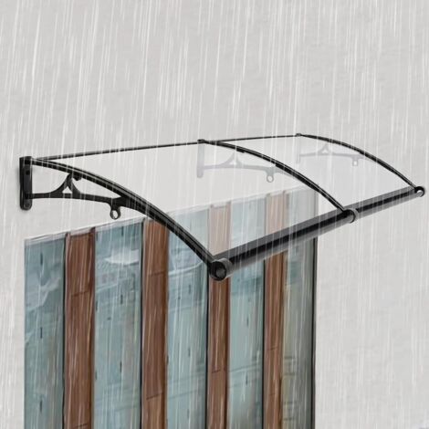 Arc Toit Avant Porche Ombre, Extérieure Support En Aluminium Auvent De Porte Et Fenêtres, Moderne Auvent De Porte D'entrée Résistant Au Vent Et À La Pluie, Protection UV, 200x60cm