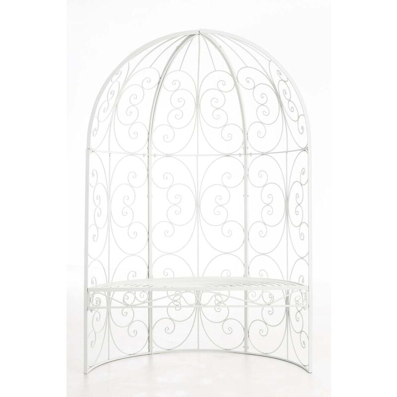 Gazebo de jardin élégant avec une forme semiluna avec banc intérieur diverses couleurs colore : Blanc