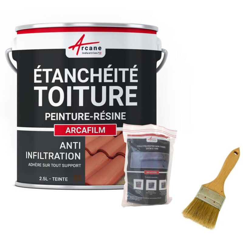 Arcane Industries - Réparation étanchéité tuile gouttière cheneau trou fissure souche cheminée ardoise arcafilm pack - 2.5 l (jusqu'à 1.5 m²) Brun