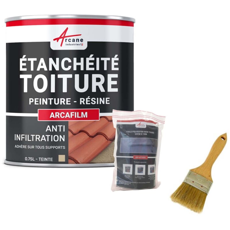 Réparation étanchéité tuile gouttière cheneau trou fissure souche cheminée ardoise ARCAFILM PACK - 0.75 L (jusqu'à 0.5 m²) Paille - ARCANE INDUSTRIES