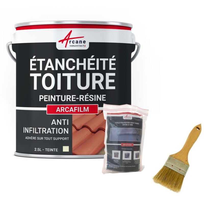 Arcane Industries - Réparation étanchéité tuile gouttière cheneau trou fissure souche cheminée ardoise arcafilm pack - 2.5 l (jusqu'à 1.5 m²) Pierre