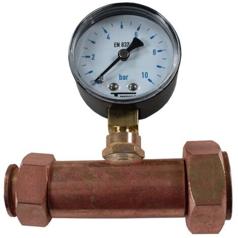 Arcanaute – Jaquette prise de pression réseau eau femelle écrou libre 3/4'' – Sortie femelle 1'' – Manomètre radial 0/10 bars glycérine