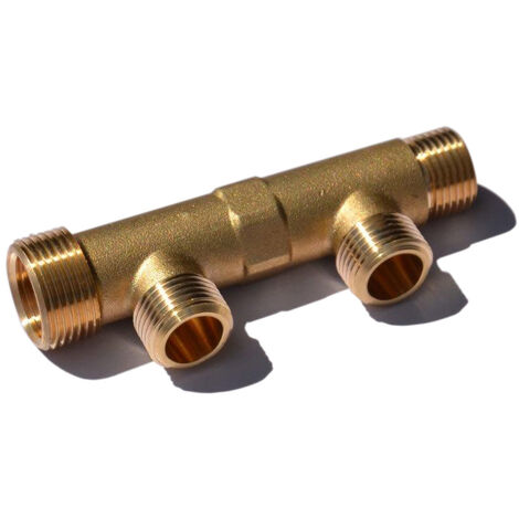 Arcanaute – Nourrice sanitaire matricé 3/4' mâle et 1/2' femelle – 2 sorties 1/2' – Entraxe 50mm – Laiton CW617N pour raccords durables