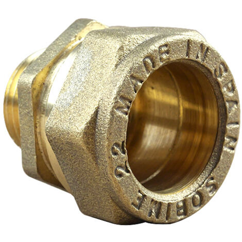 Arcanaute – Raccord droit mâle bicône 1/2' en cuivre Ø22 – Raccord à visser sans soudure – Pour installations plomberie – Dimensions 15/21 mm