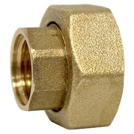 Arcanaute – Raccord laiton union droit 2 pièces femelle/femelle 1/2'' (15/21) – Écrou Ø1'' (26/34) – Résistant à la corrosion pour eau potable
