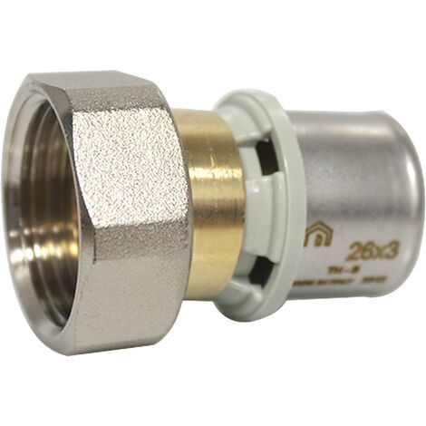 Arcanaute – Raccord multicouche à sertir TH – Femelle écrou libre 1' (26/34) – Ø26x3,0 mm – Compatible avec plusieurs profils de pince à sertir