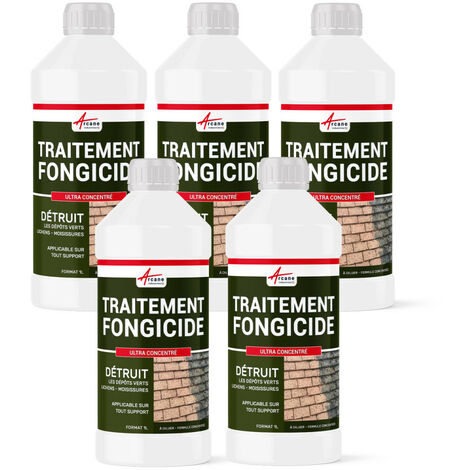Arcane Industries – Anti-mousse ultra concentré fongicide 5L – Élimine algues, lichens et dépôts verts – Pour toiture, mur et terrasse