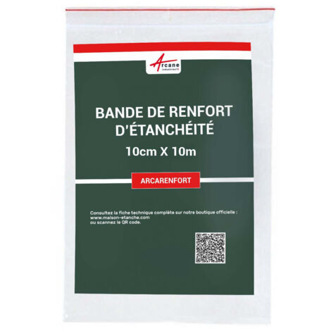 Arcane Industries – Bande de renfort polyester 10 cm x 10m – Imperméable et élastique – Pour joints de douche et surfaces critiques