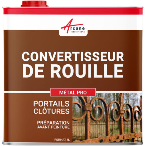 Arcane Industries – Convertisseur de rouille 1 L – Traitement anti rouille pour métal ferreux – Adhérence excellente – Application facile avec pinceau ou pulvérisateur