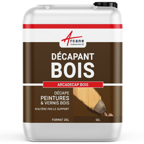 Arcane Industries – Décapant gel pour bois – Enlève peintures, vernis et lasures – Efficace sur couches anciennes – 20 L pour usage professionnel