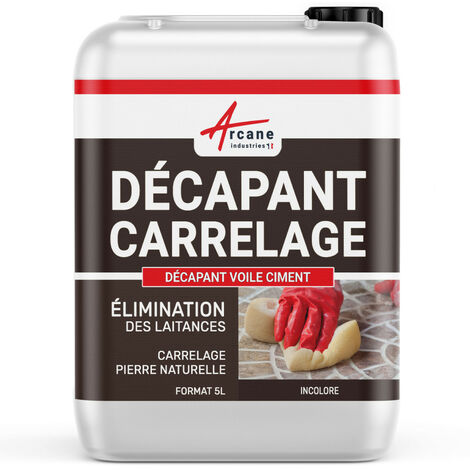 Arcane Industries – Décapant voile de ciment 5 L – Élimine laitance, tartre, salpêtre – Pour carrelage, pierre naturelle, céramique – Nettoyage efficace