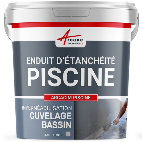 Arcane Industries – Enduit d'étanchéité piscine béton 25 kg – Résistant à la contre-pression – Application sur supports humides – Non toxique, imperméable