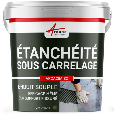 Arcane Industries – Enduit d'étanchéité souple pour béton et chape – Résistance à l'eau et à l'abrasion – Application facile en deux couches – 4 kg gris marron