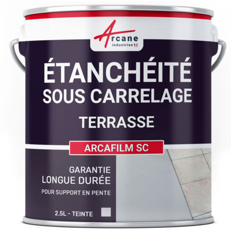 Arcane Industries – Étanchéité sous carrelage et terrasse – Résine microporeuse 2.5 L gris – Élastique jusqu'à 400% – Résistance intempéries et chimie