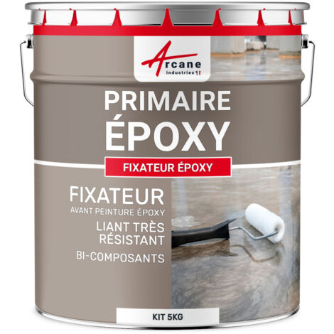 Arcane Industries – Fixateur epoxy 5 kg – Primaire pour murs – Adhérence forte sur béton, métal, bois – Kit prédosé résine et durcisseur