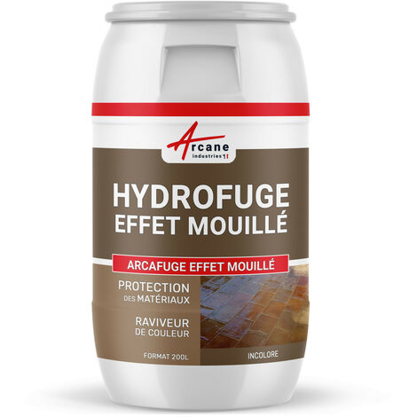 Arcane Industries – Imperméabilisant hydrofuge effet mouillé 200 L – Protection contre l'eau et l'huile – Pour matériaux poreux – Application facile