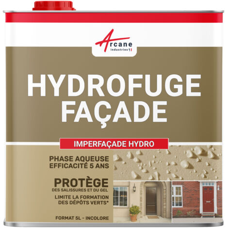 Arcane Industries – Imperméabilisant hydrofuge façade 5 L – Protection durable jusqu'à 25 m² – Effet perlant et invisible – Compatible crépi et pierre