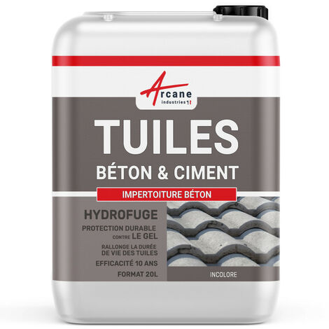 Arcane Industries – Imperméabilisant hydrofuge pour tuiles en béton et ciment – 20 L pour jusqu'à 100 m² – Protection contre infiltrations et moisissures