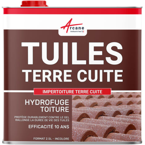 Arcane Industries – Imperméabilisant hydrofuge pour tuiles en terre cuite – Incolore – 2.5 L pour jusqu'à 12.5 m² – Protection durable jusqu'à 10 ans
