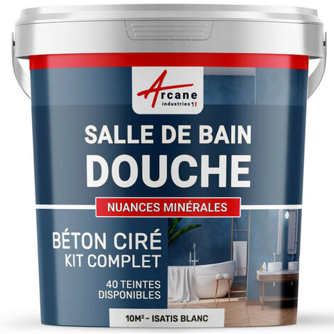 Arcane Industries – Kit complet béton ciré 10 m² en 2 couches – Aspect minéral pour salle de bain et douche italienne – Application facile sur divers supports