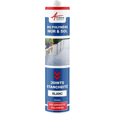 Arcane Industries – Colle multi-usage MS polymère 290 ml – Blanc pur RAL 9010 – Étanchéité sous l'eau – Collage murs et plafonds
