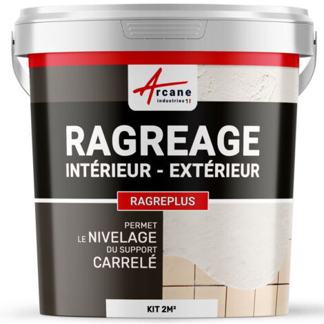 Arcane Industries – Mortier de ragréage pour sol et mur – Nivelle et masque joints carrelage – Prêt à gâcher – Émission C.O.V. très faible – 2 m²