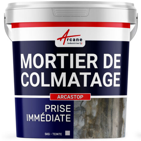 Arcane Industries – Mortier d'étanchéité rapide 5 kg – Colmatage fissures et infiltrations – Résistance 12,5 MPa – Application en contact avec l'eau