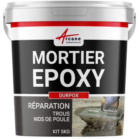 Arcane Industries – Mortier époxy de ragréage 5 kg – Réparation béton, bouchage trous et nids de poule – Résistance à l'abrasion, durcissement rapide