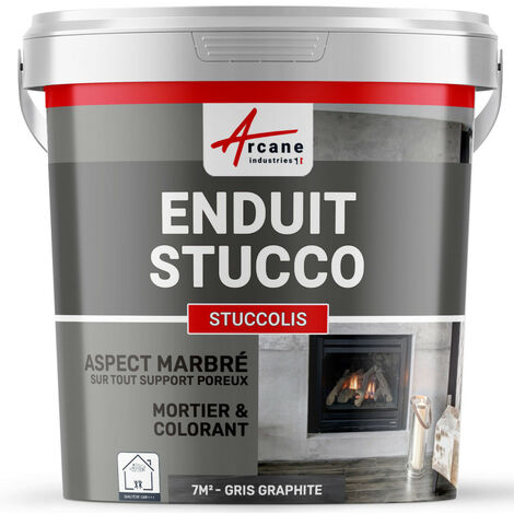 Arcane Industries – Mortier teinté Stuccolis 2.5 kg + colorant 250 ml – Kit jusqu'à 7 m² – Application facile sur béton, plâtre et ciment