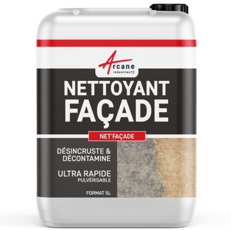 Arcane Industries – Nettoyant façade professionnel 5 L – Rénovateur concentré pour crépis et enduits – Élimine salissures, algues et lichens