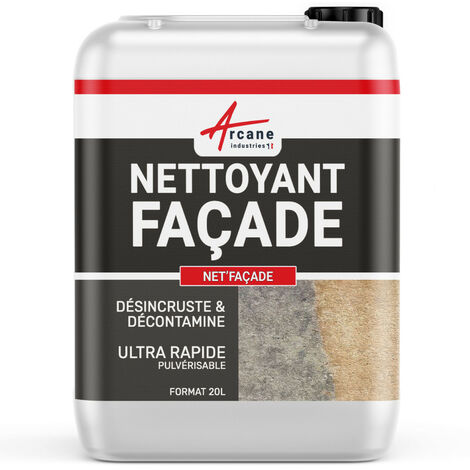 Arcane Industries – Nettoyant façade ultra rapide 20 L – Élimine algues et lichens – Pour crépis, pierre et enduits – Action en 10 minutes