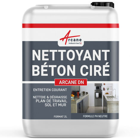 Arcane Industries – Nettoyant pH neutre spécial béton ciré 2 L – Fort pouvoir dégraissant – Pour surfaces béton, carrelage, pierre naturelle – Non agressif